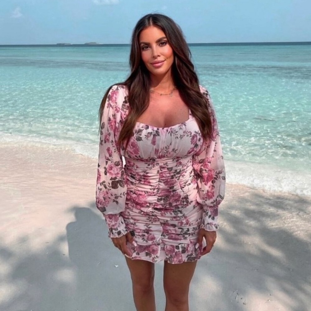 Pink floral long sleeve dress